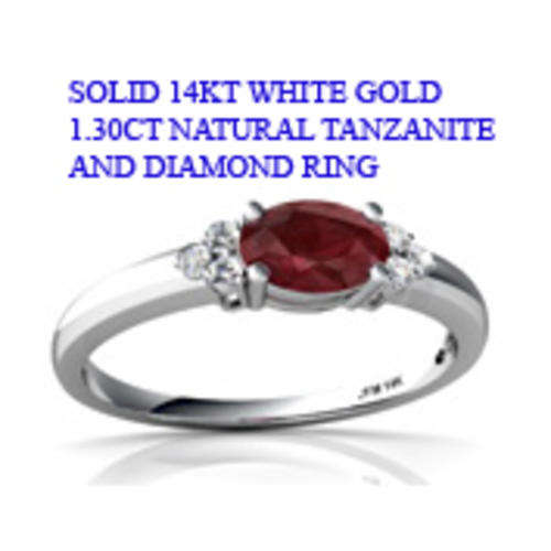 SOLID 14KT WHITE GOLD 1.60CT OVAL 8X6MM RUBY & DIAMONDS RINGS