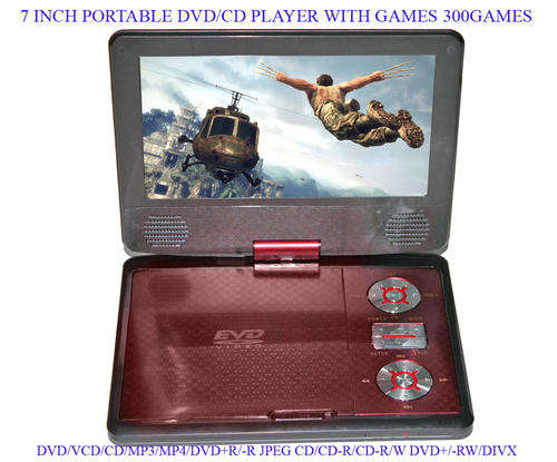 7.0" Portable DVD player #718A, DVD/VCD/CD/MP3/MP4/DVD+R/-R JPEG CD/CD-R/CD-R/W DVD+/-RW/DIVX