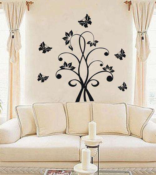 PLANT AND FANCY BUTTERFLIES VINYL DECAL
