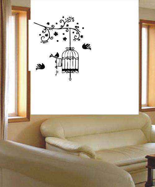 VINYL DECAL- BRANCH AND BIRD CAGE