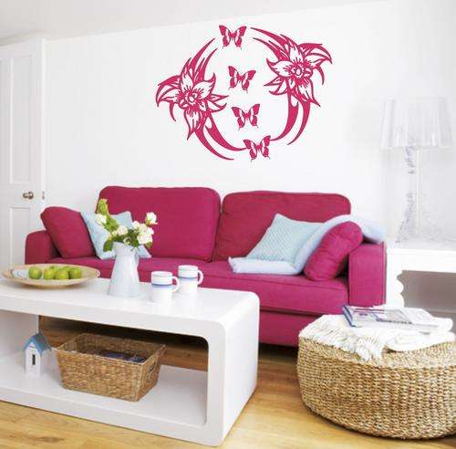 LARGE VINYL DECAL - ORCHID AND BUTTERFLIES