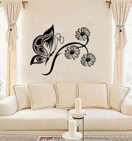 VINYL DECAL- BUTTERFLY SWIRLS AND DAISIES