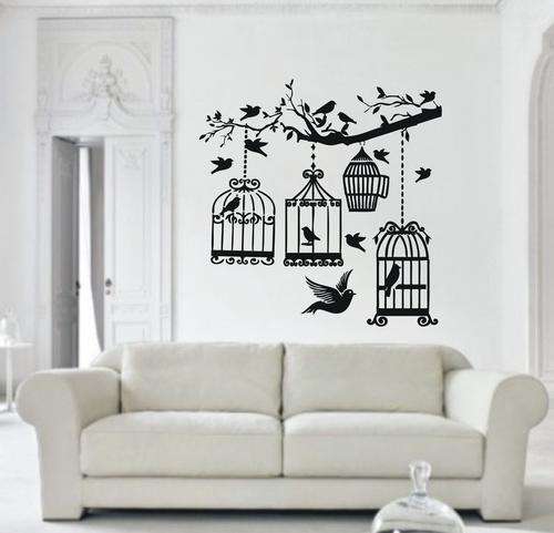 ON SPECIAL- VINYL DECAL 4 BIRDCAGES black on sale