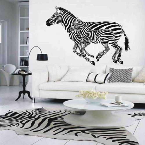 VINYL DECAL - MOTHER AND CHILD ZEBRAS
