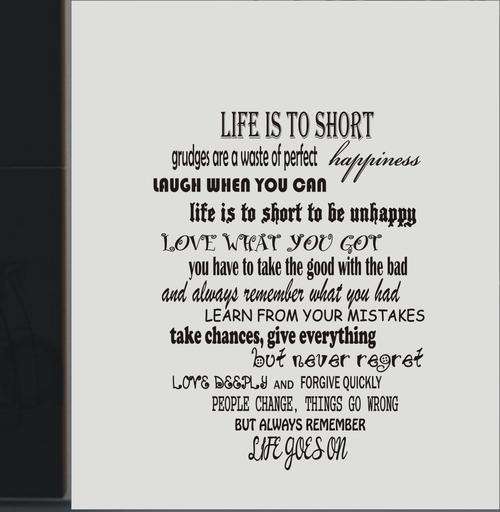 WALL DECAL - LIFE'S TO SHORT