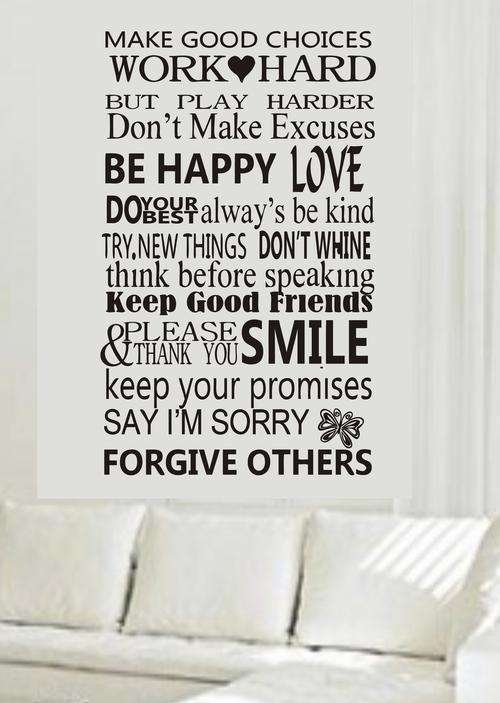 WALL DECAL - WORDS TO LIVE BY