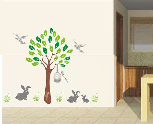 WALL DECAL TREE, ANIMALS AND BIRDCAGE. CAN BE PERSONALISED