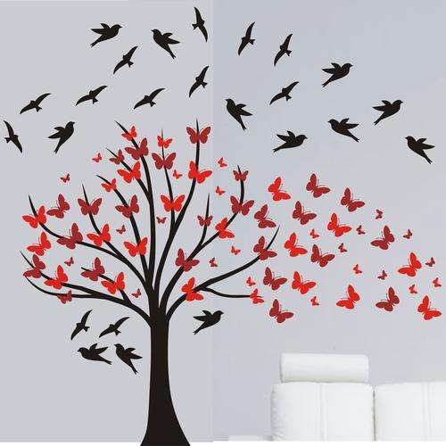 WALL DECAL - RED AND BURGENDY BUTTERFLY TREE