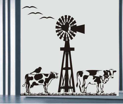 VINYL DECAL - WINDMILL AND COWS