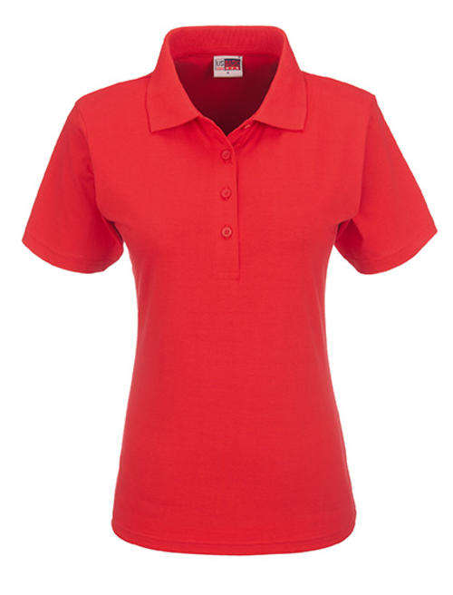 US Basic Cardinal Single Jersey Golf Shirt - Ladies - Red