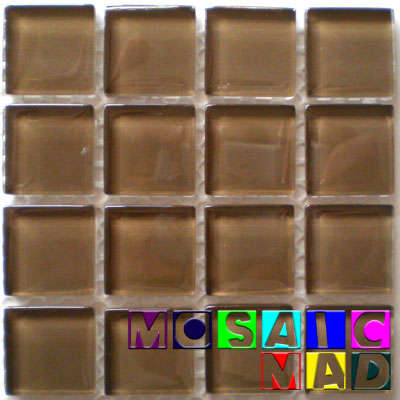 16 Crystal Glass Mosaic Tiles: COFFEE 23mm x 23mm x 4mm