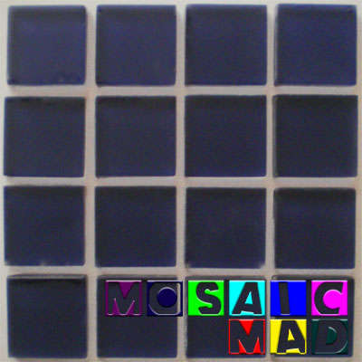 **SPECIAL** 16 Crystal Glass Mosaic Tiles: FROSTED NAVY 23mm x 23mm x 4mm