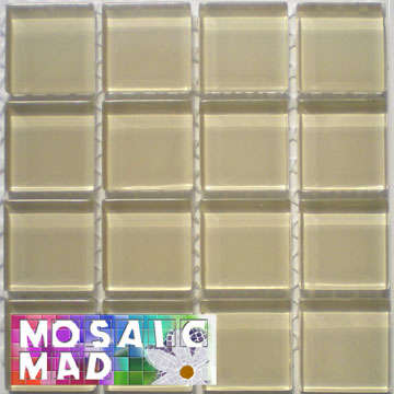 16 Crystal Glass Mosaic Tiles: CREAM 23mm x 23mm x 4mm