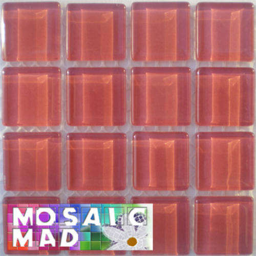 16 Crystal Glass Mosaic Tiles: DUSTY PINK 23mm x 23mm x 4mm
