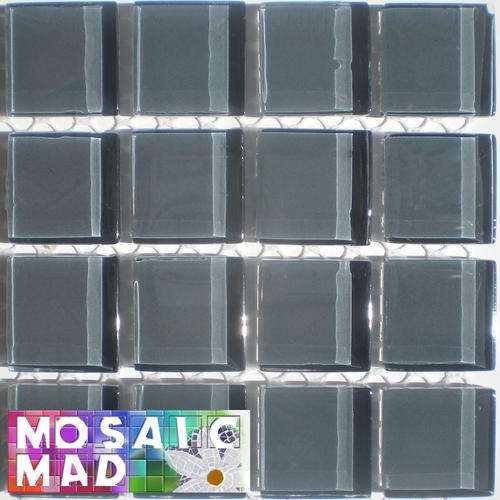 16 Crystal Glass Mosaic Tiles: SLATE GREY 23mm x 23mm x 4mm