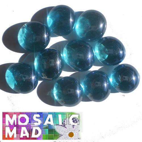 **SPECIAL** 10 Crystal Glass Mosaic Tile Pebbles: AQUA 15mm