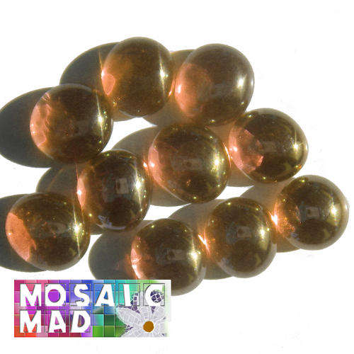 10 Crystal Glass Mosaic Tile Pebbles: AMBER 12mm