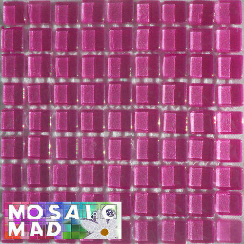 *81* Crystal Glass Mosaic Tiles: METALLIC HOT PINK 10mm x 10mm x 4mm