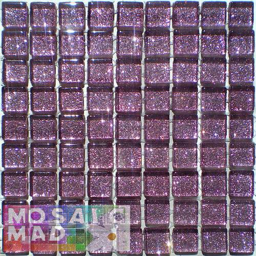 ***SALE!!!*** *81* Crystal Glass Mosaic Tiles: SOFT PURPLE GLITTER 10mm x 10mm x 4mm
