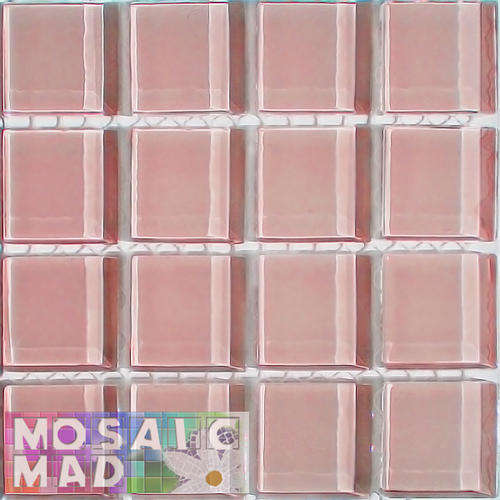 16 Crystal Glass Mosaic Tiles: PINK 23mm x 23mm x 4mm