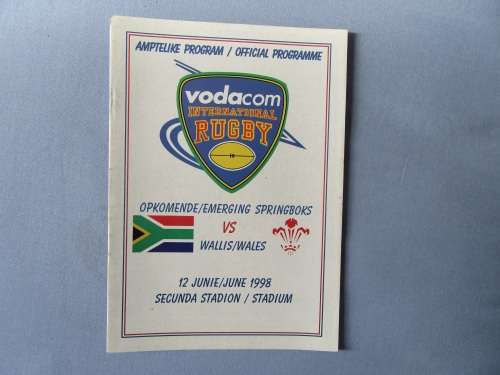 OFFICAL VODACOM INTERNATIONAL RUGBY PROGRAMME - EMERGING SPRINGBOKS vs WALES