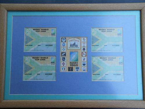 FOUR RUGBY WORLD CUP 1995 FRAMED TICKETS