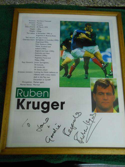 SIGNED AND FRAMED PICTURE OF RUBEN KRUGER