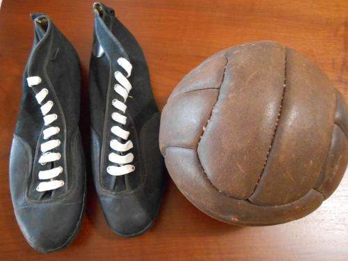 VINTAGE LEATHER FOOTBALL &  CANVAS BOOTS