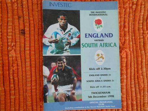 OFFICIAL MATCH PROGRAMME -  ENGLAND vs SOUTH AFRICA