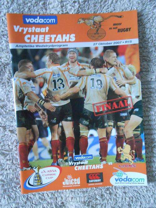 VRYSTAAT CHEETAHS vs LIONS RUGBY PROGRAMME