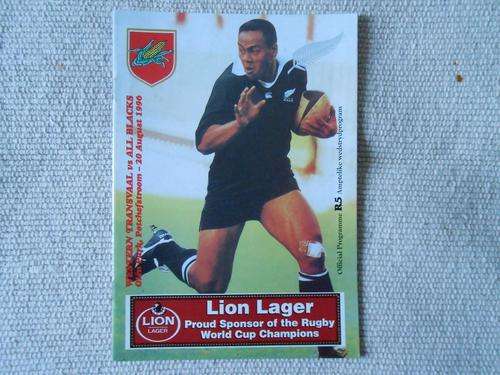 OFFICIAL PROGRAMME - WESTERN TRANSVAAL vs ALL BLACKS RUGBY PROGRAMME