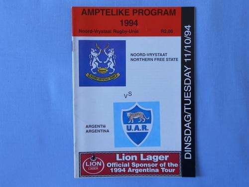 AMPTELIKE PROGRAM - NOORD-VRYSTAAT vs ARGENTIe