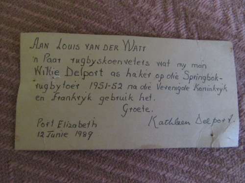 1951/52 SPRINGBOK WILLIE DELPORT`S BOOT LACES