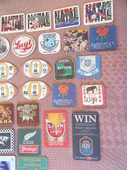 LARGE SELECTION OF RUGBY COASTERS - ALL FOR ONE BID
