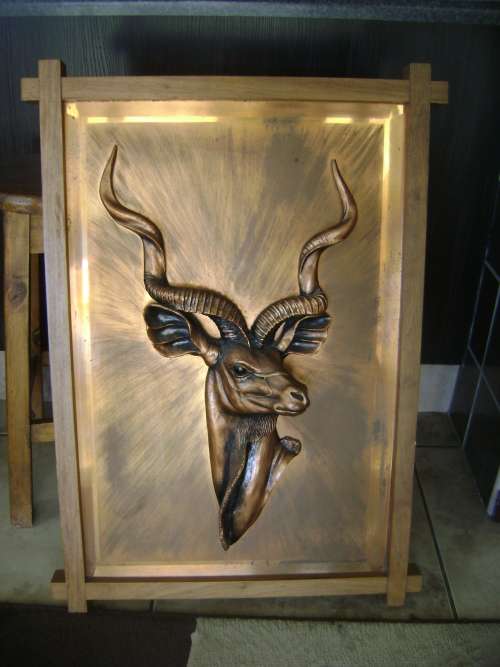 BEAUTIFULL BUCK FINISHED IN COPPER IN SOLID WOODEN FRAME-  SEE PICTURES