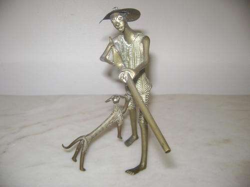 HUNTER AND HIS DOG -  SMALL STATUE  - MADE OF BRASS