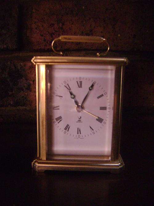 BRASS JAZ MANTLE PIECE CLOCK MADE IN FRANCE - VERY GOOD WORKING CONDITION