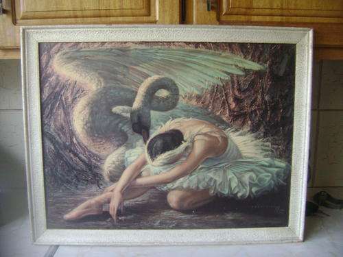OLD TRETCHIKOFF PRINT THE DYING SWAN - 1949-1951 - VERY GOOD CONDITION