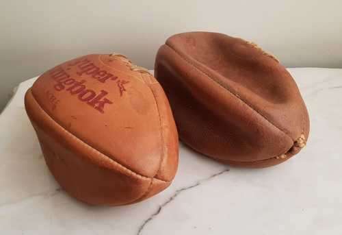 2 x Vintage Genuine Leather Invinsible `Super Springbok` Rugby Balls - One Lot