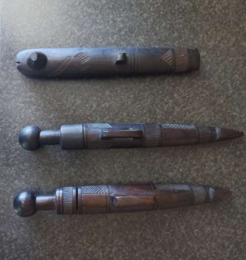 3X OLD AFRICAN KNIVES MADE OF BLACKWOOD