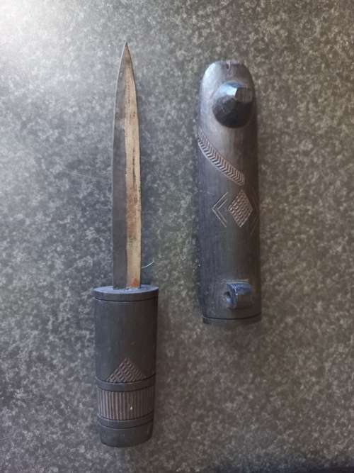 3X OLD AFRICAN KNIVES MADE OF BLACKWOOD