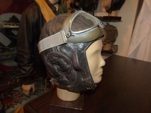 WW2 German Luftwaffe LKpW 101 Leather Flying Helmet - Modified version.