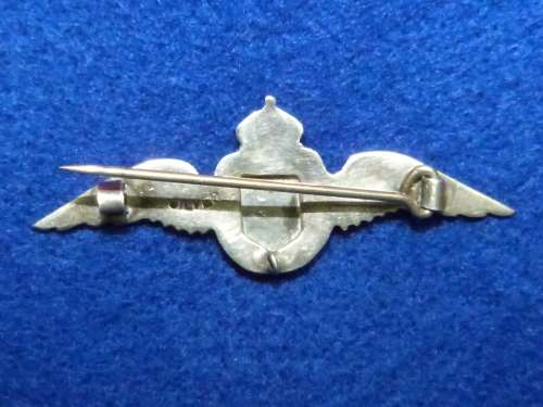 WW2 SAAF Silver Sweetheart wing (Silver marked)