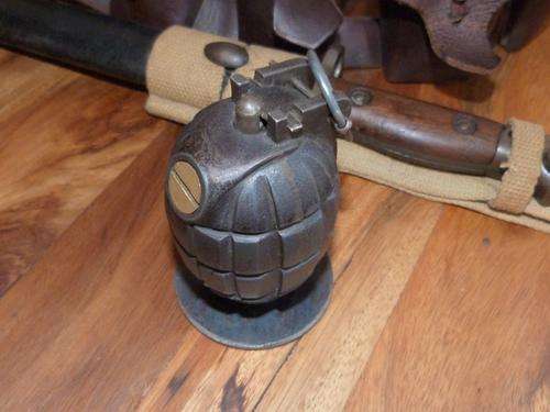 Original WW1-WW2 British No.36 Handgrenade "Mills Bomb" -  Deactivated and mounted