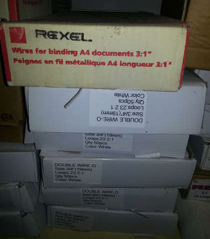 Rexel wire ringbinder & 18 boxes wire ringbinding stock