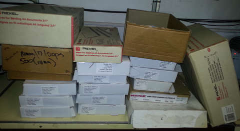 Rexel wire ringbinder & 18 boxes wire ringbinding stock