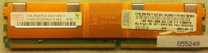 14GB (14x 1GB) Ram - 1GB 2Rx8 PC2 - 5300F - 555 - 11 - B0