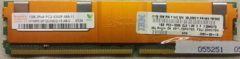 14GB (14x 1GB) Ram - 1GB 2Rx8 PC2 - 5300F - 555 - 11 - B0