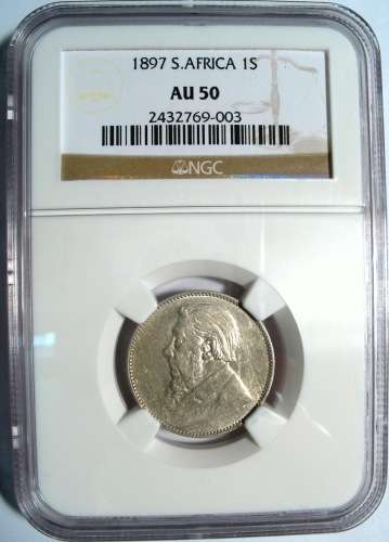 1897 - ZAR Shilling - NGC AU 50 - R1 Start**********