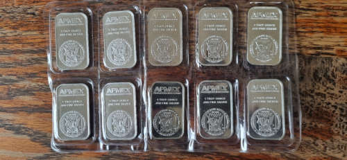 Apmex Silver 999 - Pack of 10 x 1 Oz bars